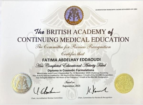 اعتماد وشهادات دبلومة التركيبات التجميلية